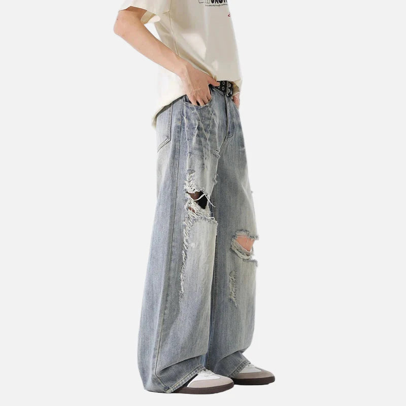 Vielseitige Y2K High Waist Ripped Baggy Jeans