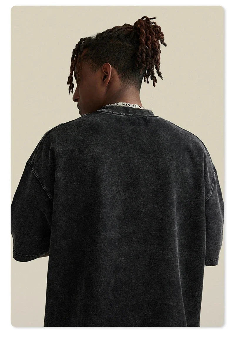 Retro-T-Shirt mit Seitenschlitzen, gewaschen