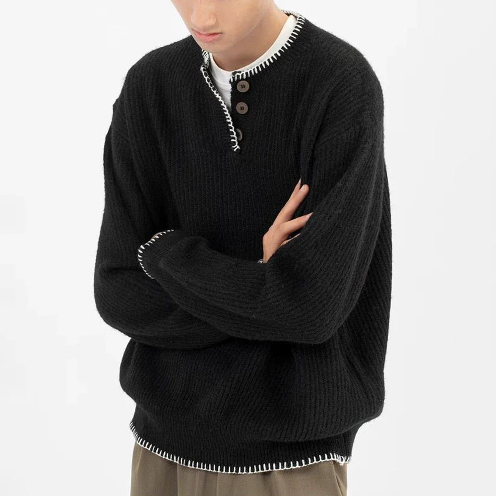 Langlebiger Herren-Retro-Pullover mit lockerem Kragen
