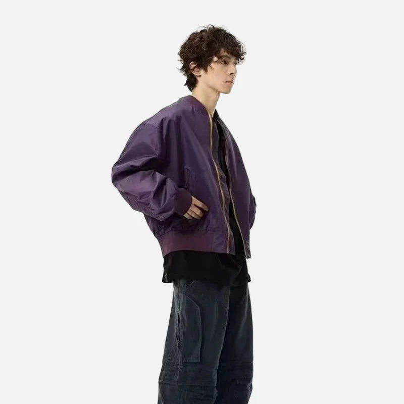 Doudoune de baseball rétro violette style américain