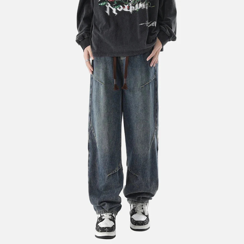 Herbstliche amerikanische Baggy-Arbeitsjeans