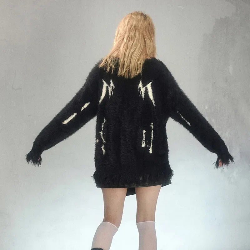Pull en maille gothique grunge usé