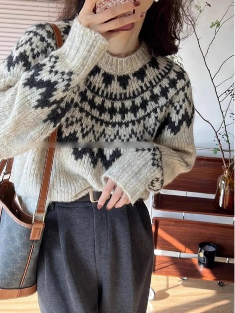 Pull doux rétro en maille Fair Isle