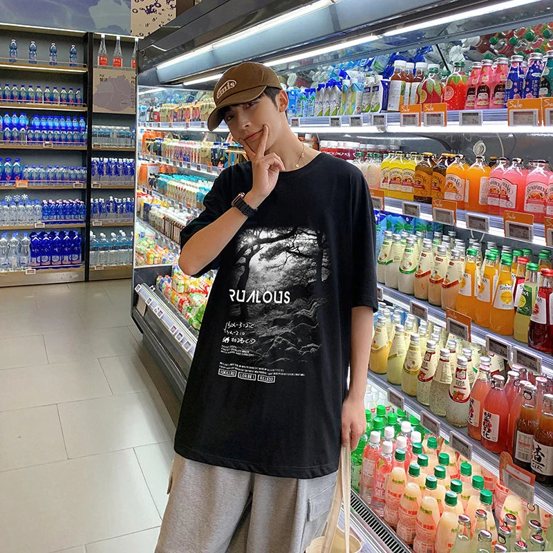 Streetwear Oversized Gothic Graphic T-Shirt