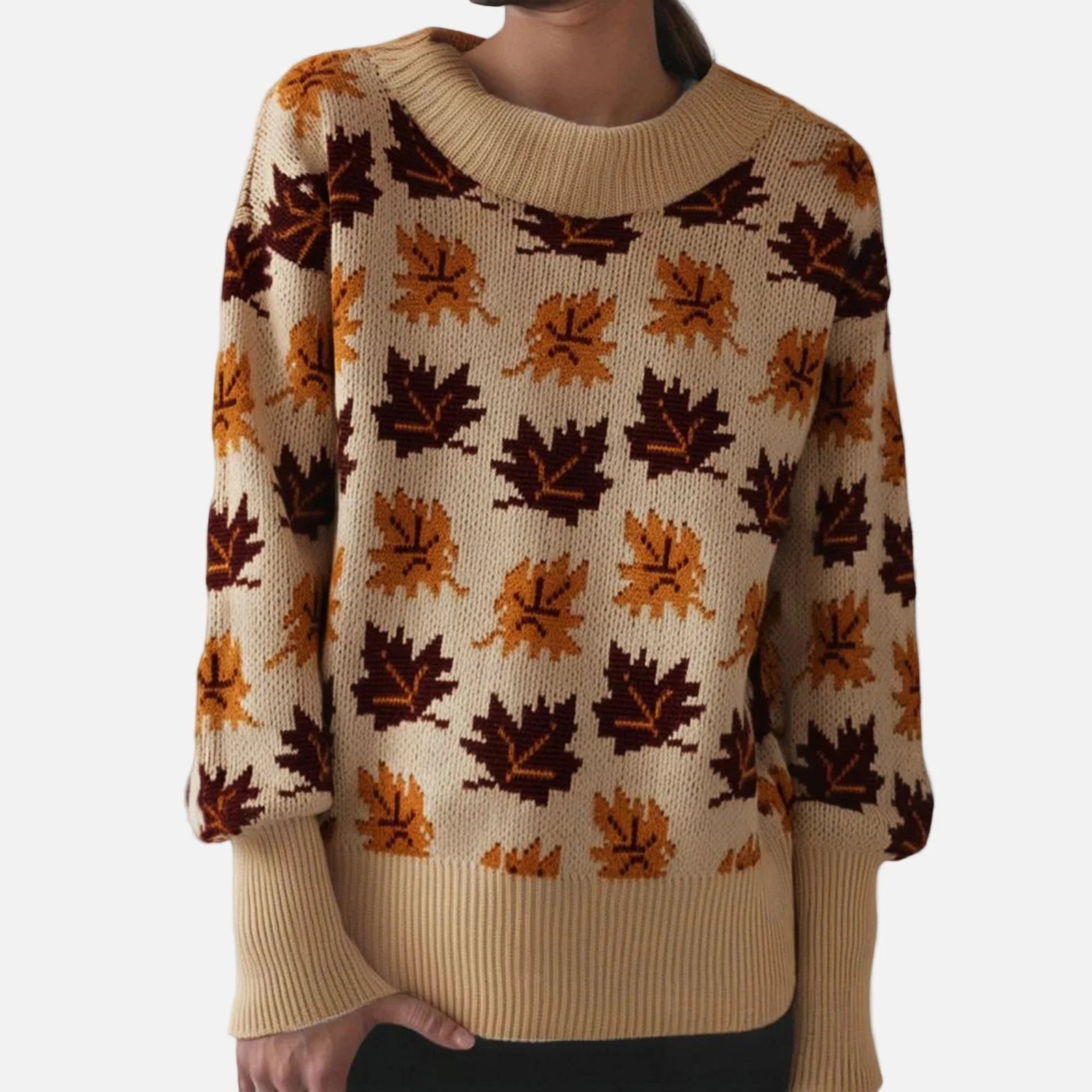 Streetwear Strickpullover mit Blätterprint
