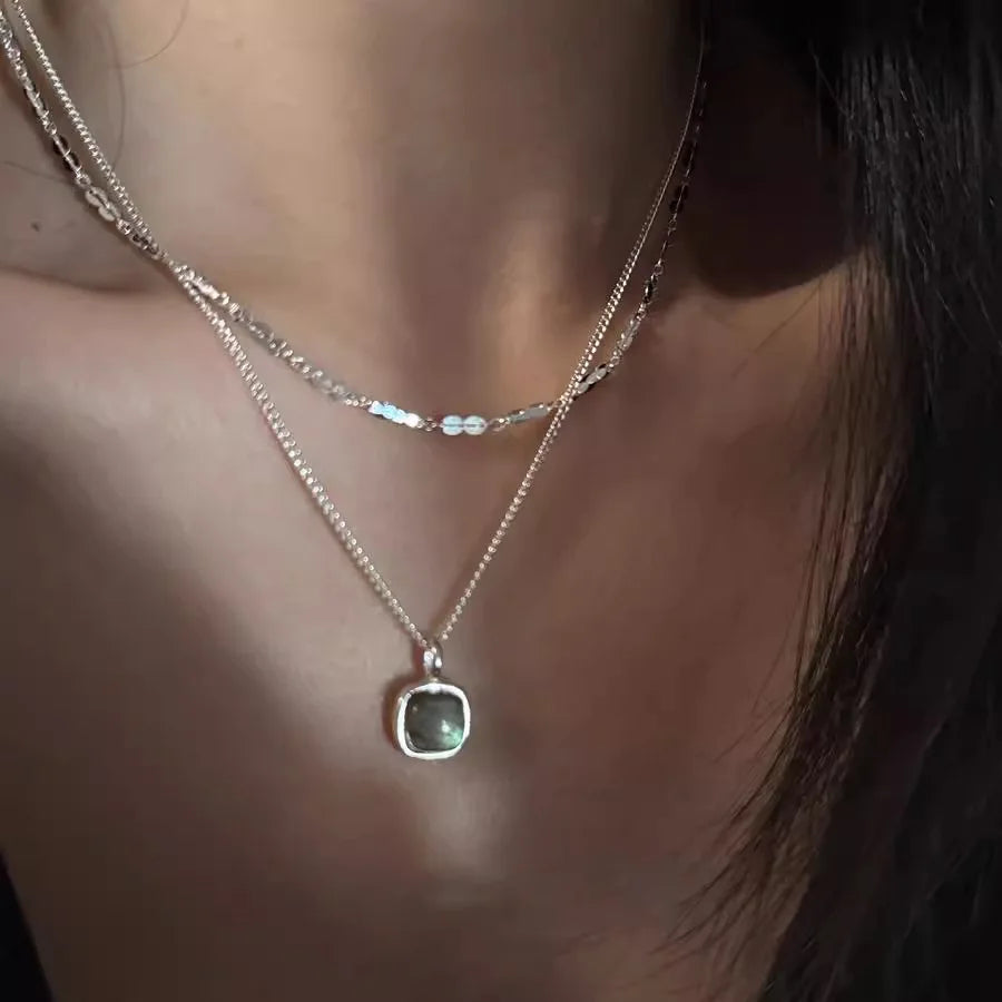 Elegant Moonstone Square Necklace