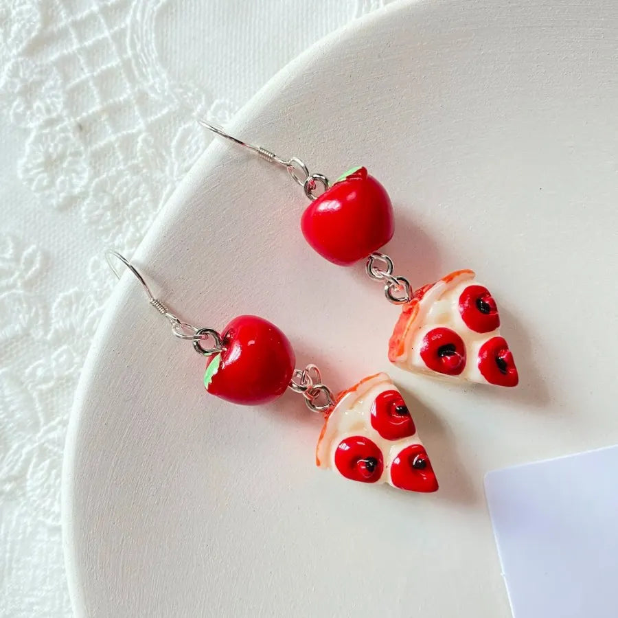 Boucles d'oreilles Pizza Pomme Rouge Vibrante