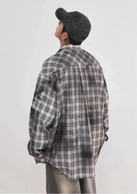 Autumn High-Quality Gray Plaid Long Sleeve Shirt