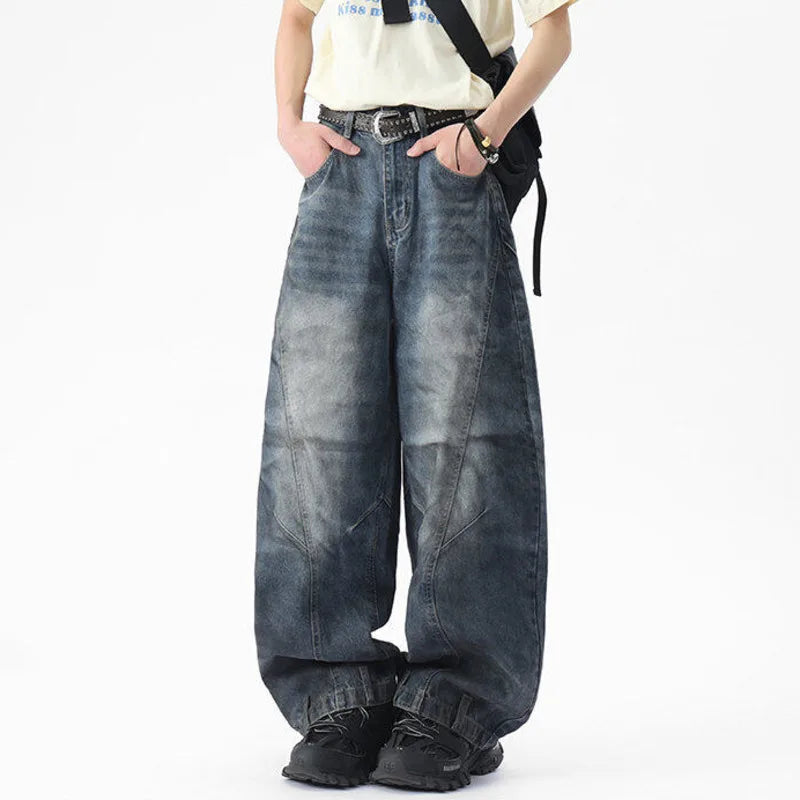 Lässige Jeans mit weitem Bein und Waschung für kühles Wetter
