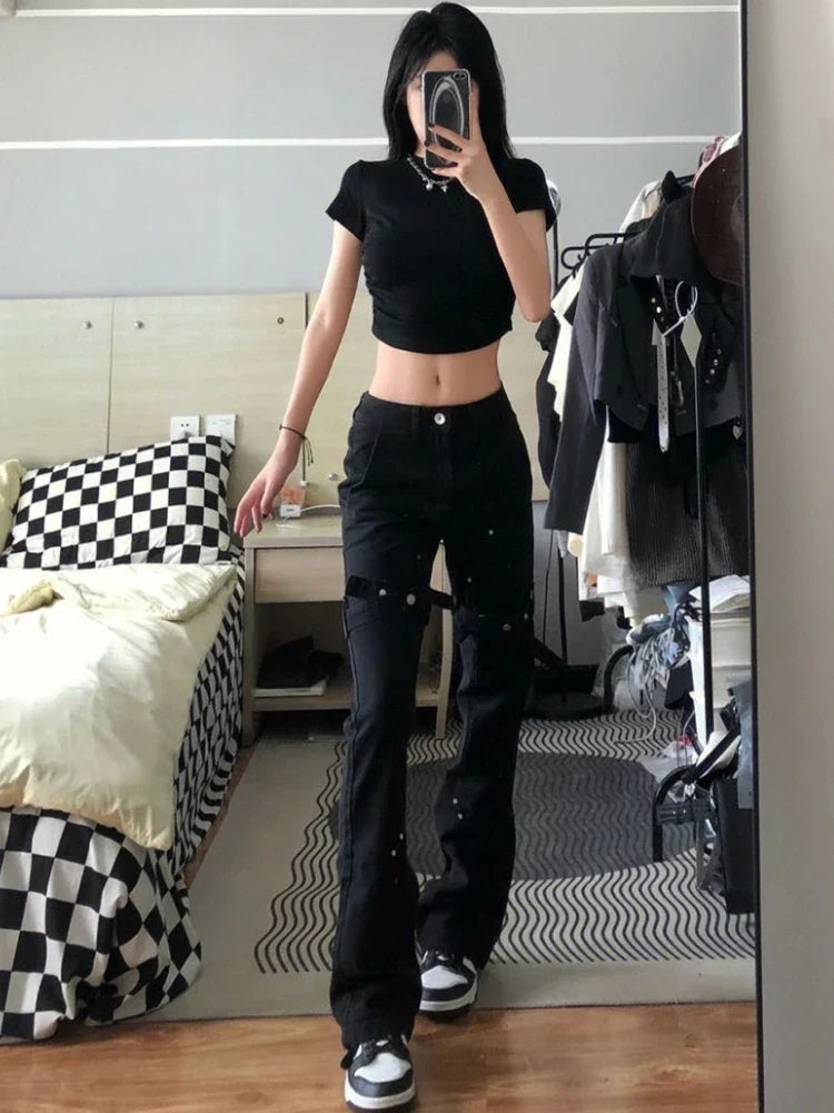 Jean en denim rétro chic et minimaliste