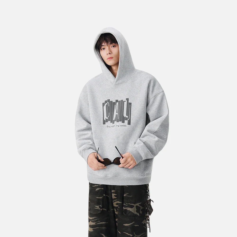 Sweat à capuche décontracté et polyvalent à imprimé graphique d'hiver