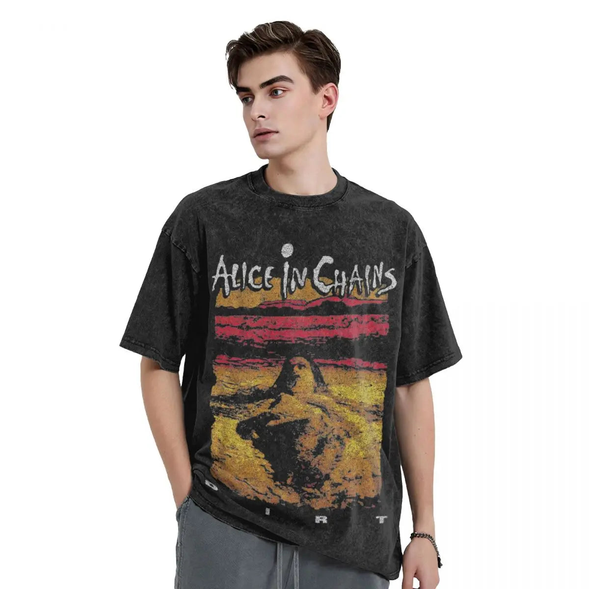 Chains Streetwear Tee Washed T-Shirt