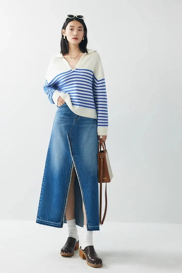 Pull-over rayé élégant pour l'hiver