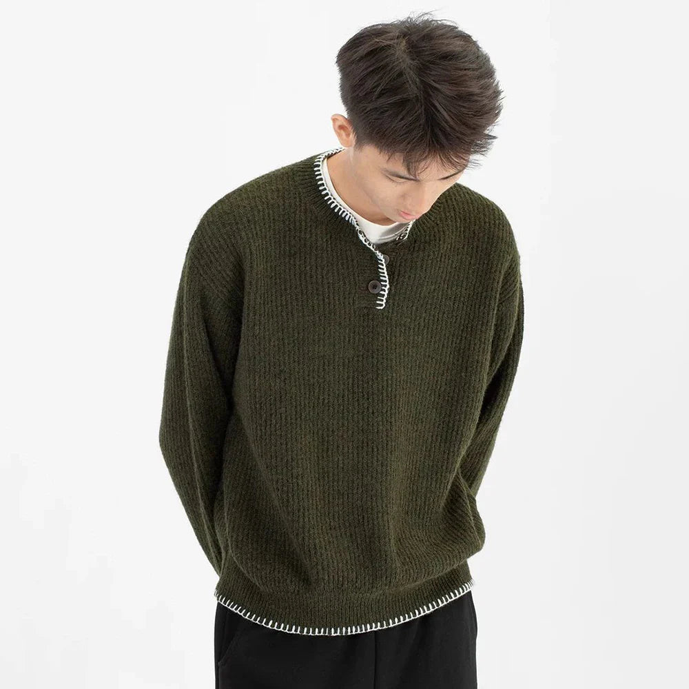 Langlebiger Herren-Retro-Pullover mit lockerem Kragen