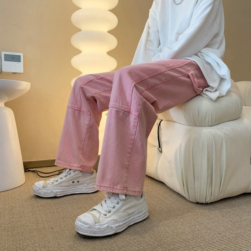 Vintage-Hose in einfarbigem Rosa
