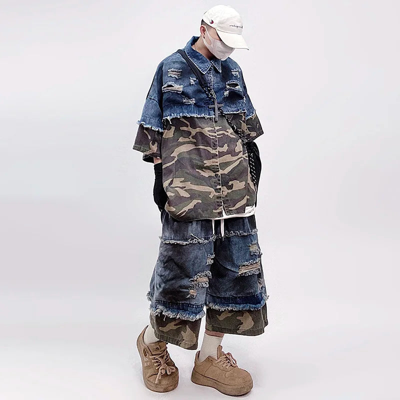 Stilvolle, personalisierte Camouflage-Denim-Shorts