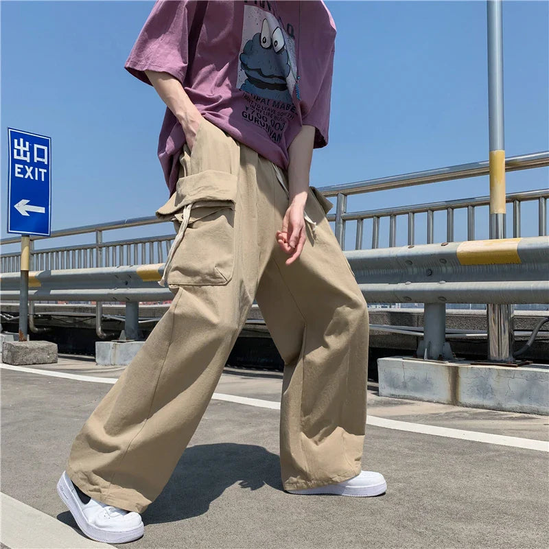 Japanische Cargohose im Y2K-Stil mit lockerem, geradem Bein