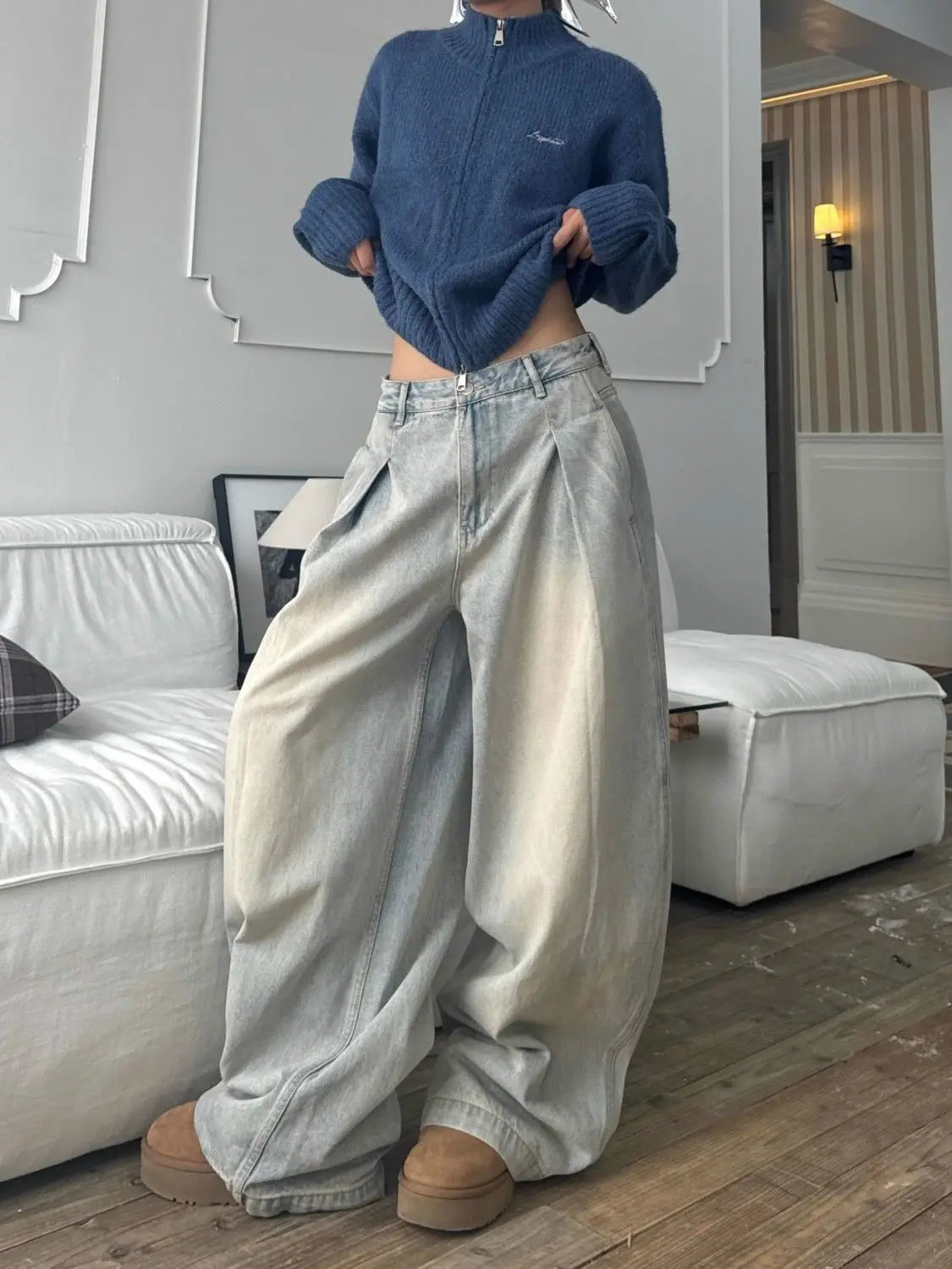 Retro-Jeans mit lockerem, weitem Bein