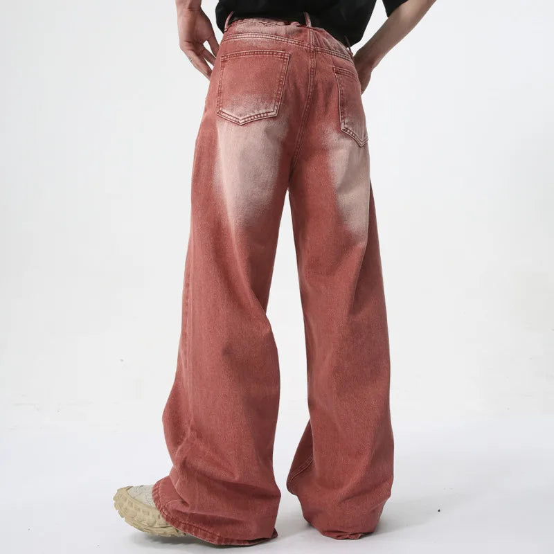 Streetwear-Jeans in Rot im High-Street-Style, lässig und bequem