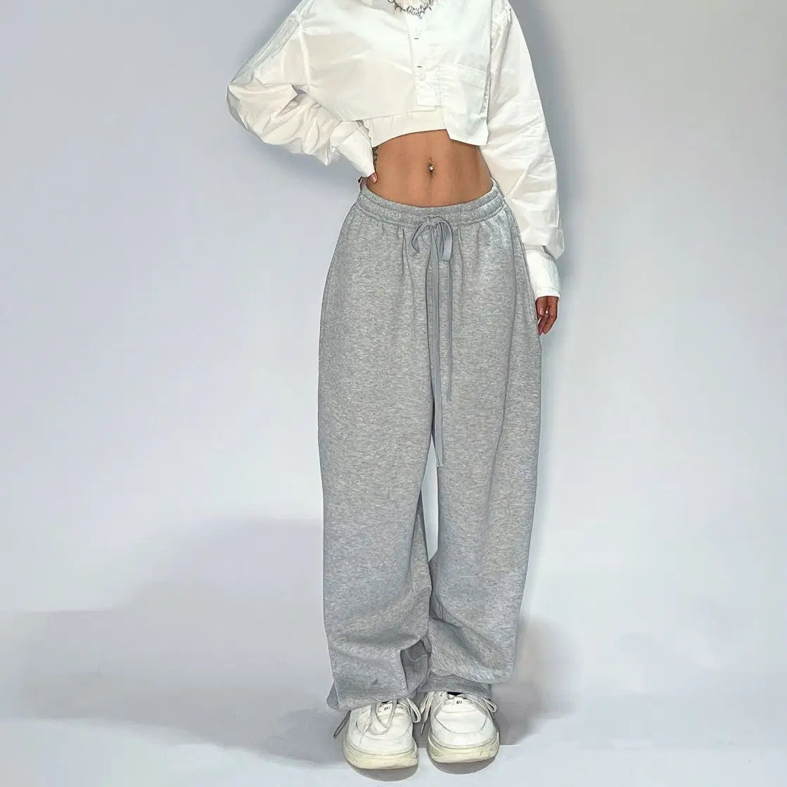 Damen Streetwear Retro American Loose Straight Sweatpants