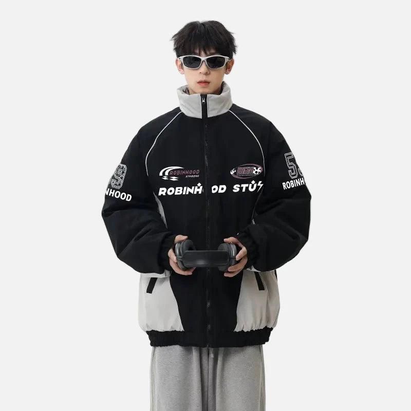 Veste coupe-vent décontractée à imprimé rétro contrasté