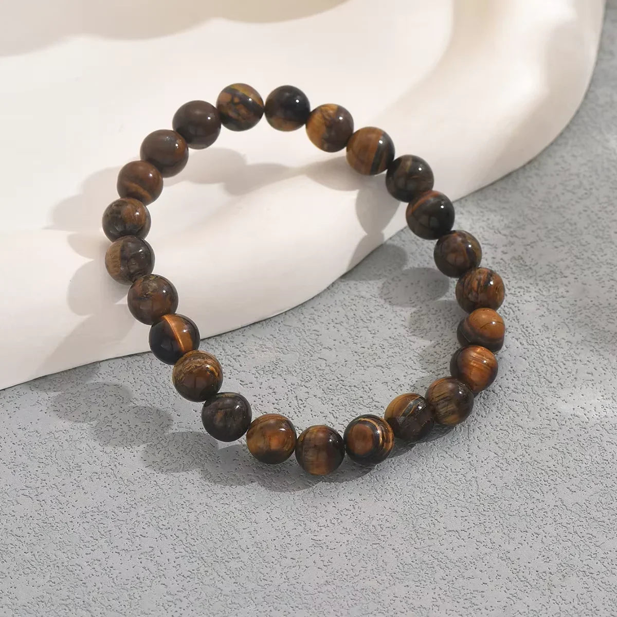 Bracelet élastique en perles œil-de-tigre marron