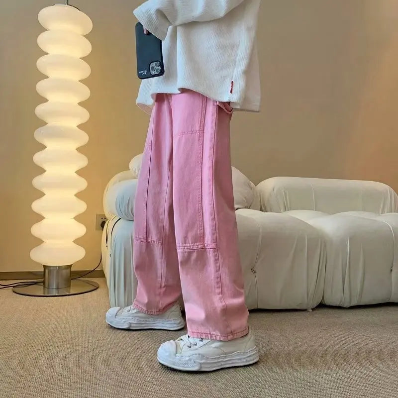 Elegante, pinkfarbene Baggy-Cargo-Jeans – ein Must-have für jeden Kleiderschrank.