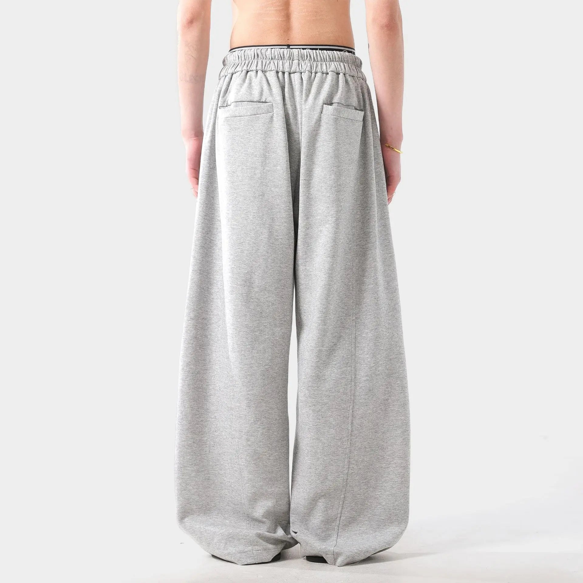 Streetwear Graue Baggy-Jogginghose mit weitem Bein