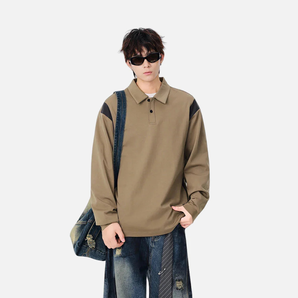 Modisches Winter-Polo-Sweatshirt mit Kontrastfarben