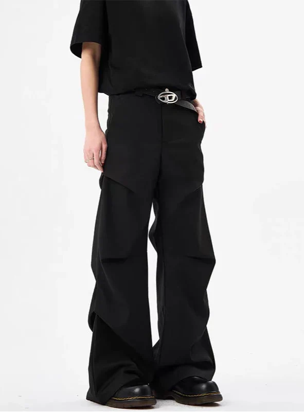 Schwarze Streetwear-Oversize-Gothic-Fallschirm-Tanzhose