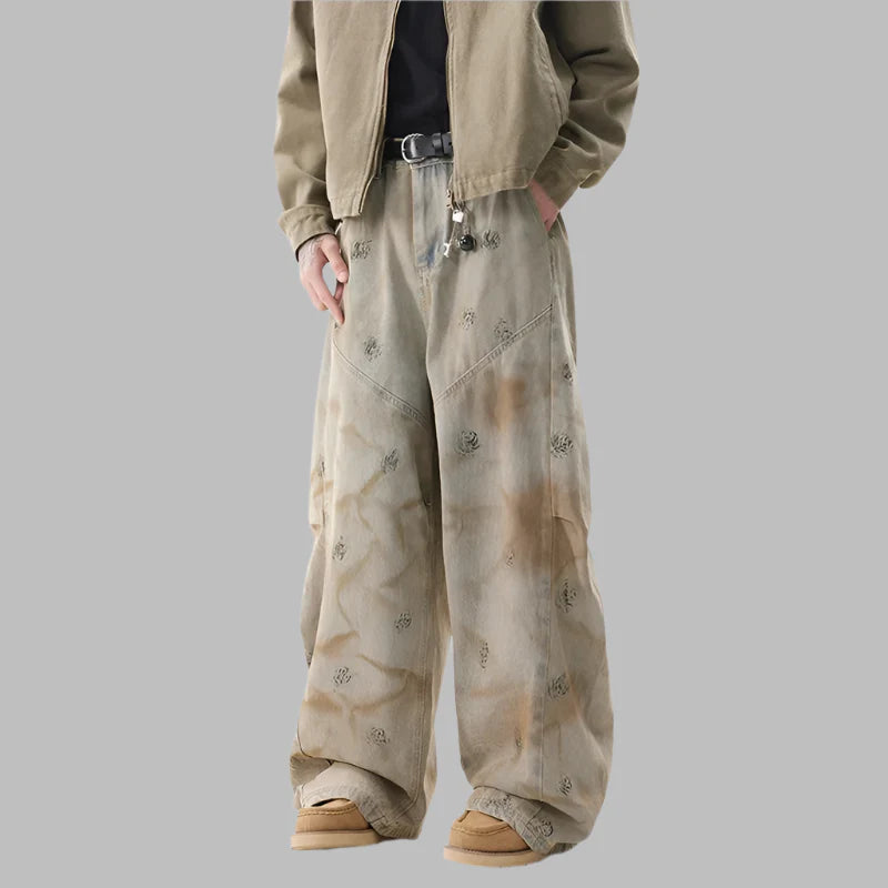 Vintage Graffiti Casual Loose Wide Leg Jeans