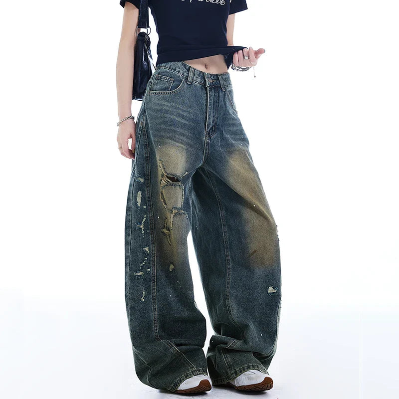 Vintage-Jeans aus butterweichem Denim mit weitem Bein
