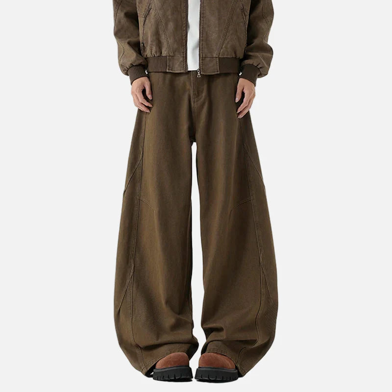 Pantalon coréen élégant et déstructuré à jambes larges