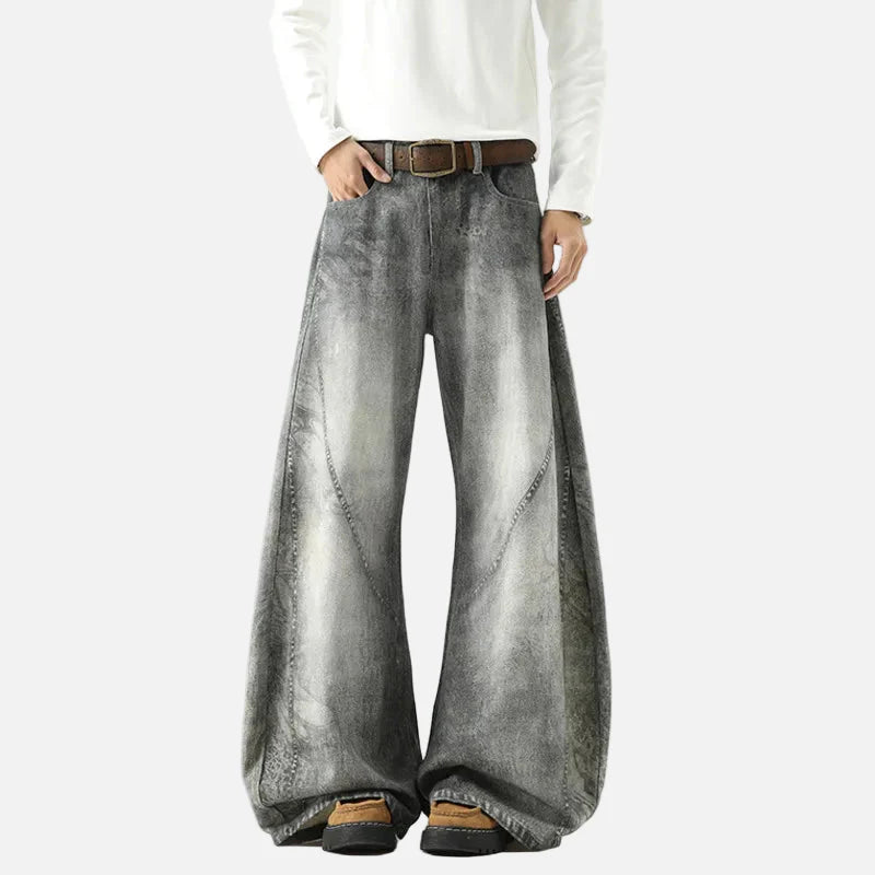 Strapazierfähige amerikanische 3D-Druck-Jeans mit weitem Bein