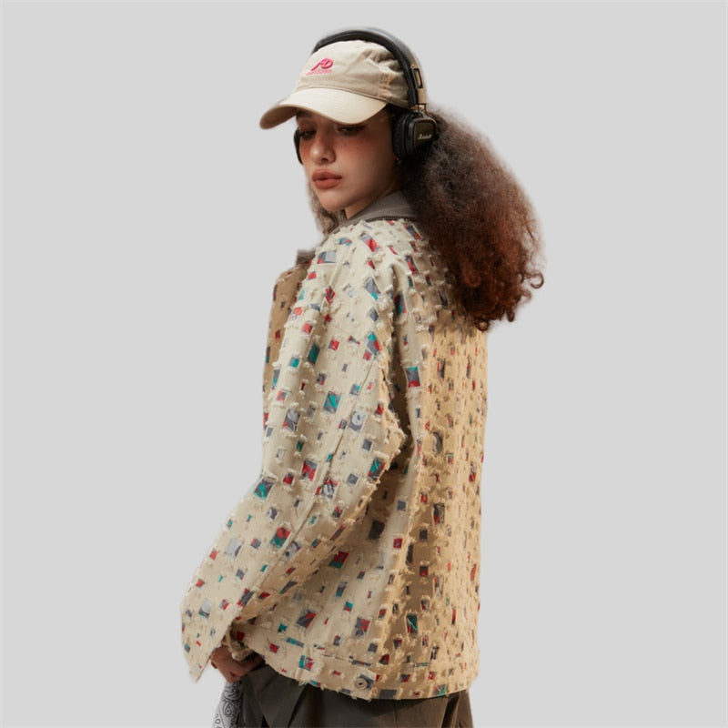 Jeansjacke mit Farbpatches