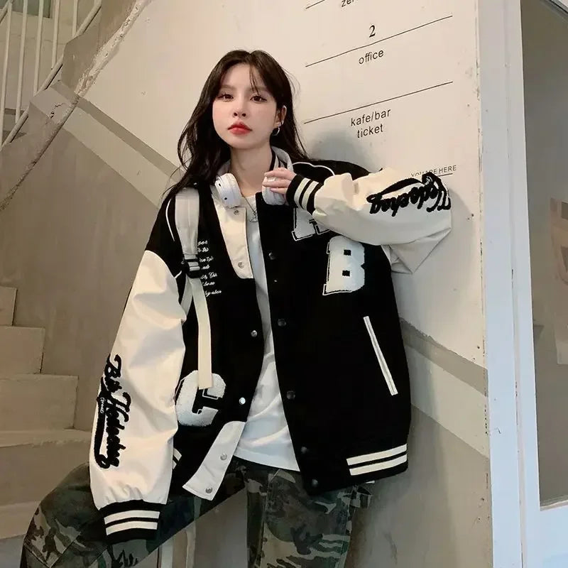 Y2K Damen Vintage Oversized Collegejacke