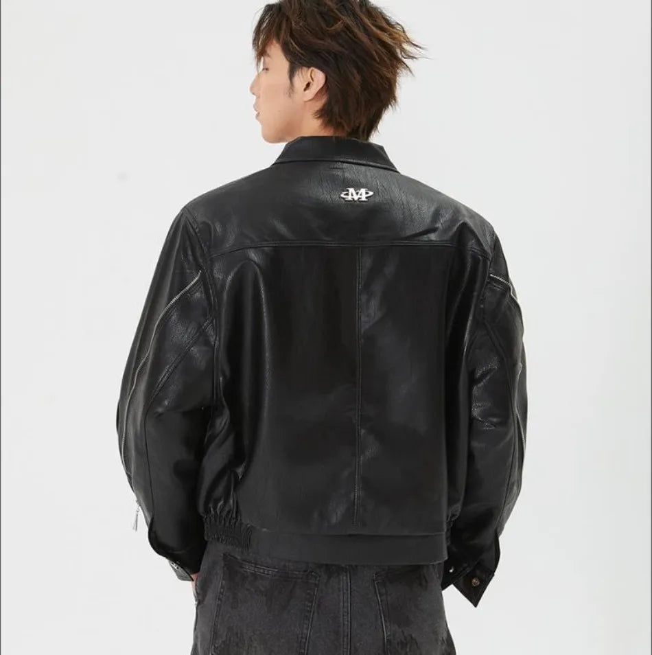Lumi Retro Koreanische Motorrad-Lederjacke für Herren