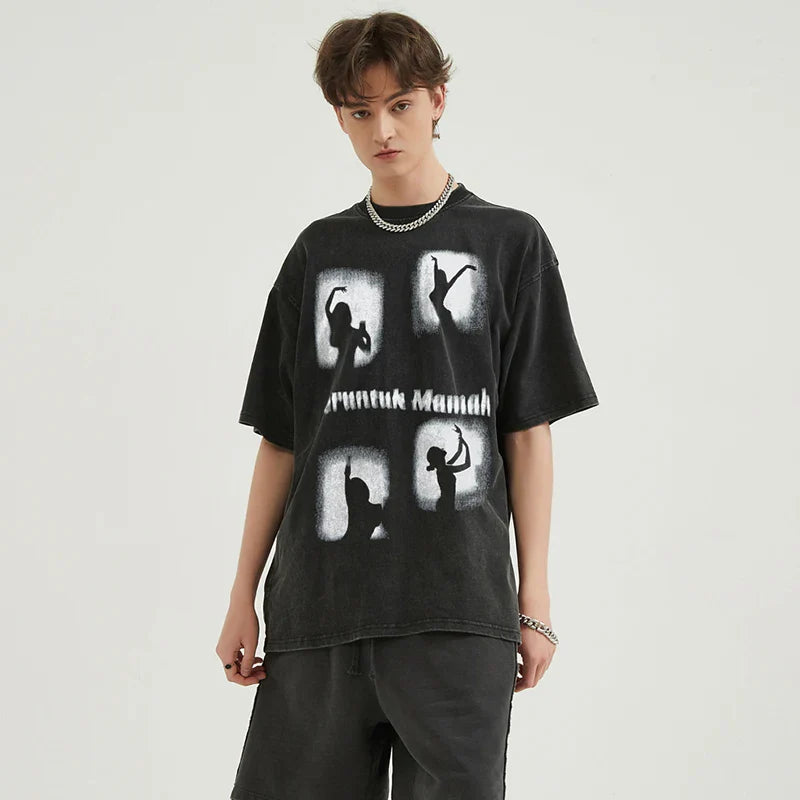 Blurring Washed Relaxed Dance T-Shirt