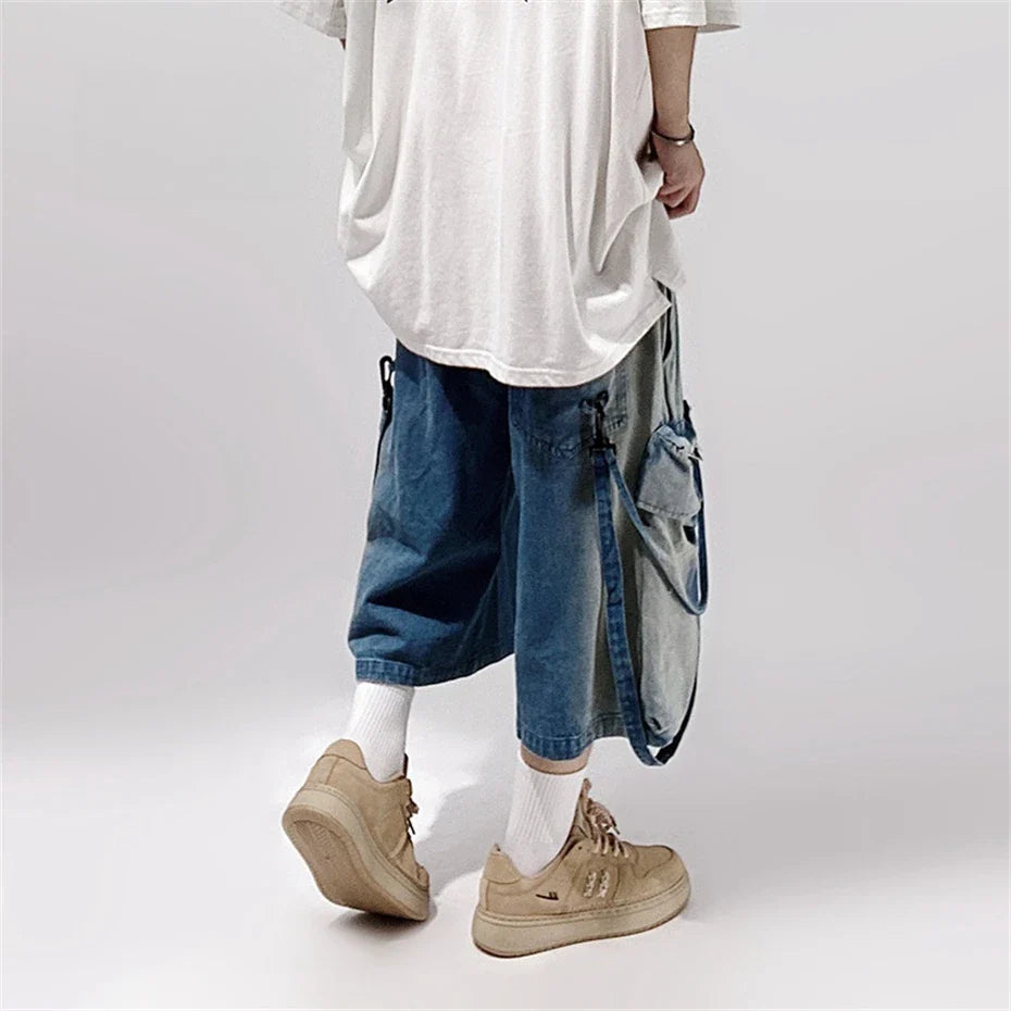 Vintage Denim Hip Hop Nieten-Shorts