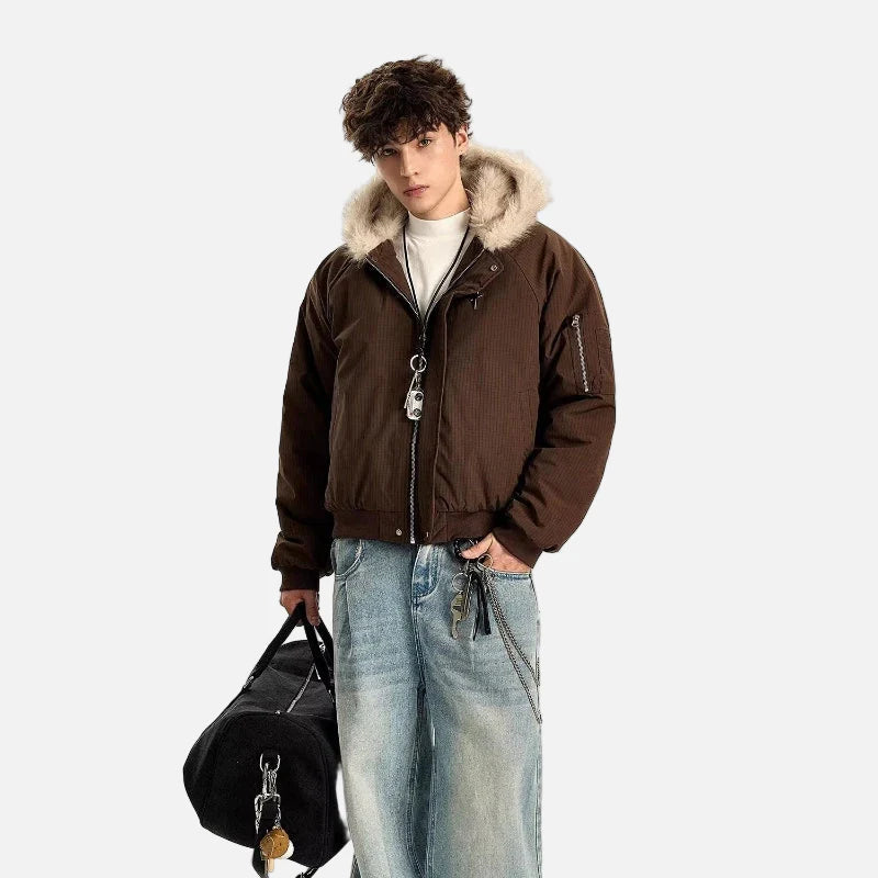 Warme Winterparkas mit Kapuze und Kunstpelzjacke