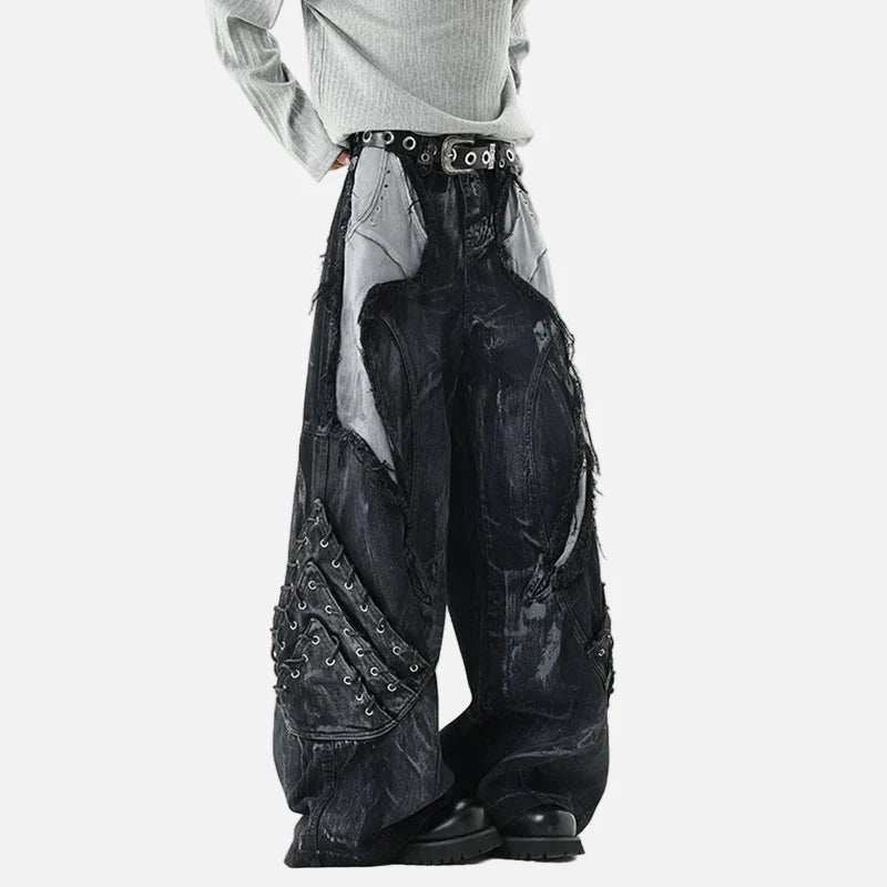 Jeans en denim brut délavé et teint, style streetwear
