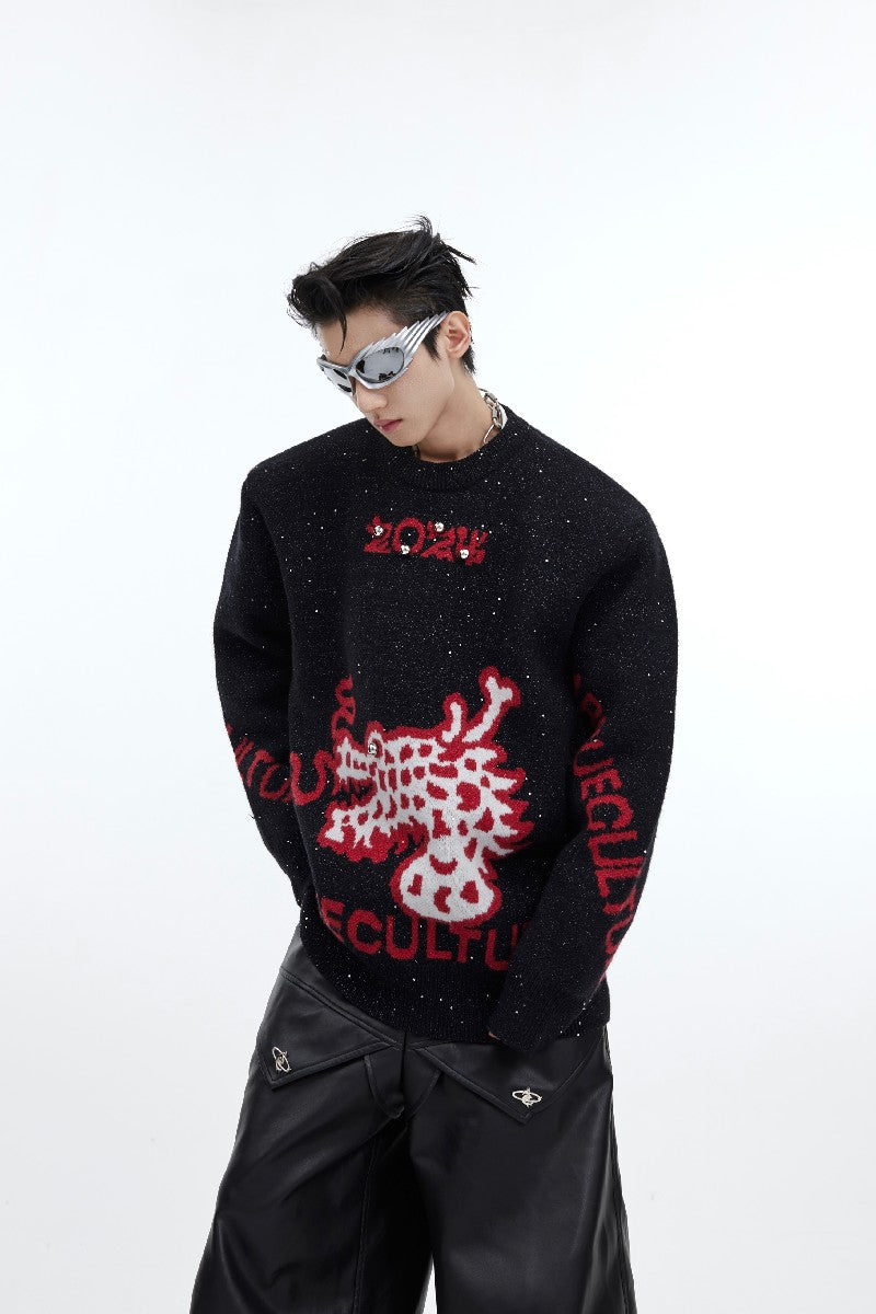 Logo-Strickpullover mit Glitzer