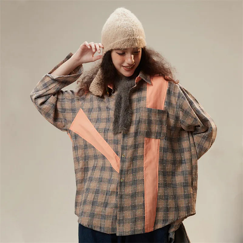 Chemise à carreaux patchwork