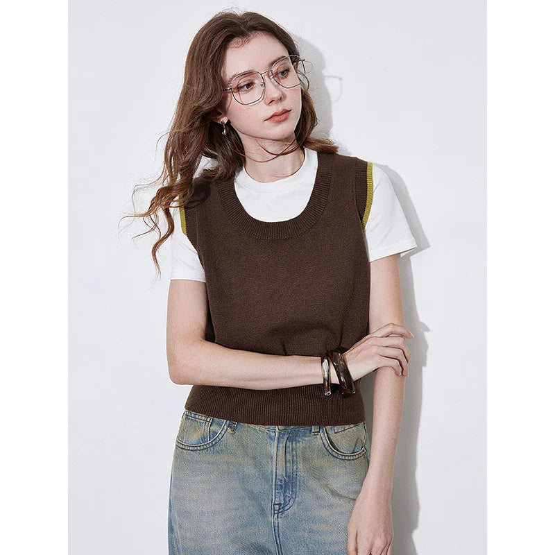 Schicker ärmelloser Strickpullover mit U-Ausschnitt
