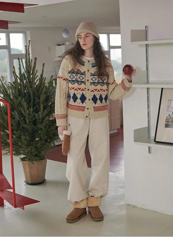 Gemütlicher Vintage-Weihnachts-Strickpullover mit Argyle-Muster