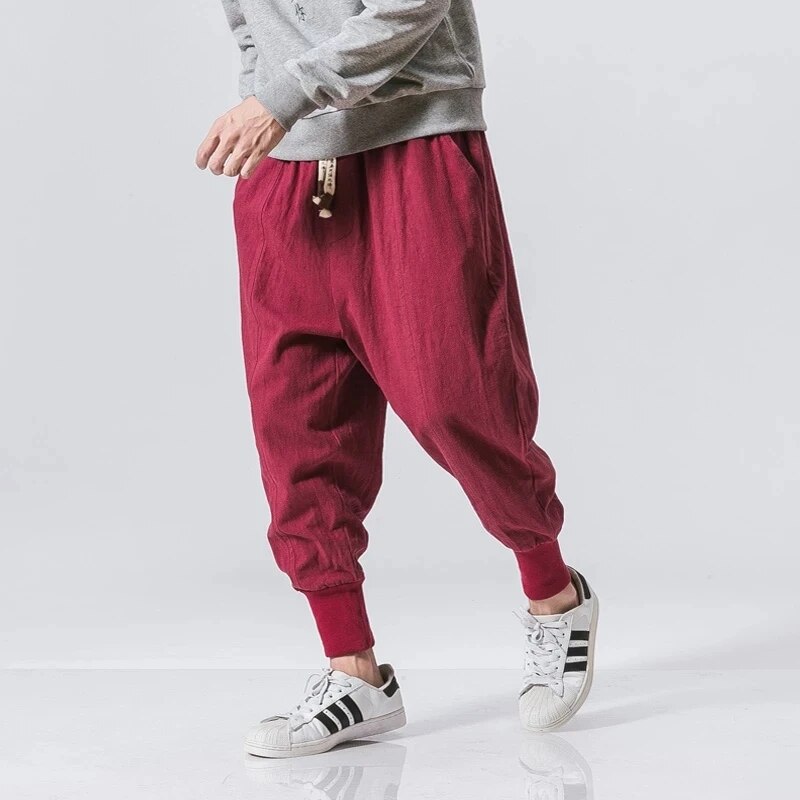 Weite, einfarbige japanische Hosen