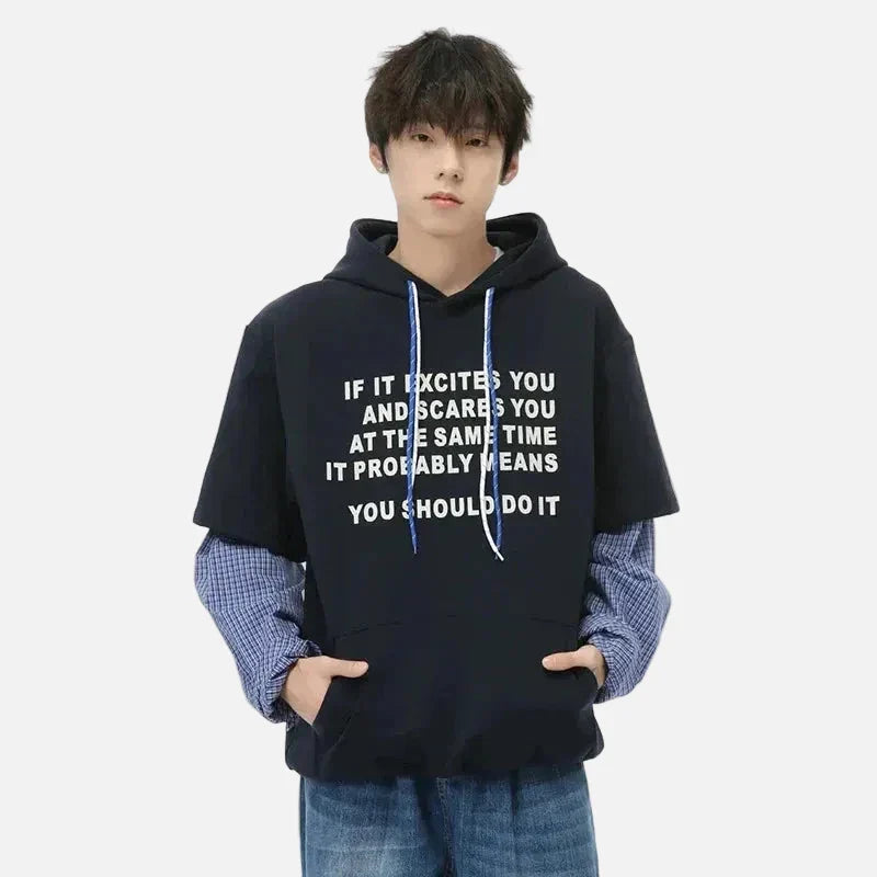 Hoodie mit Motivationszitat und extra Ärmeln