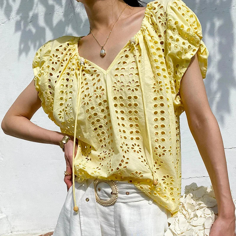 Pull jaune élégant style français