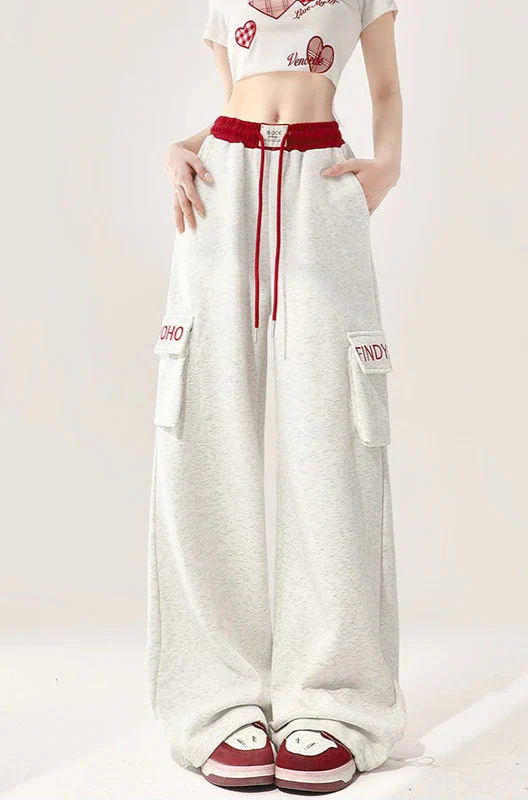 Pantalon de survêtement cargo ample brodé vintage