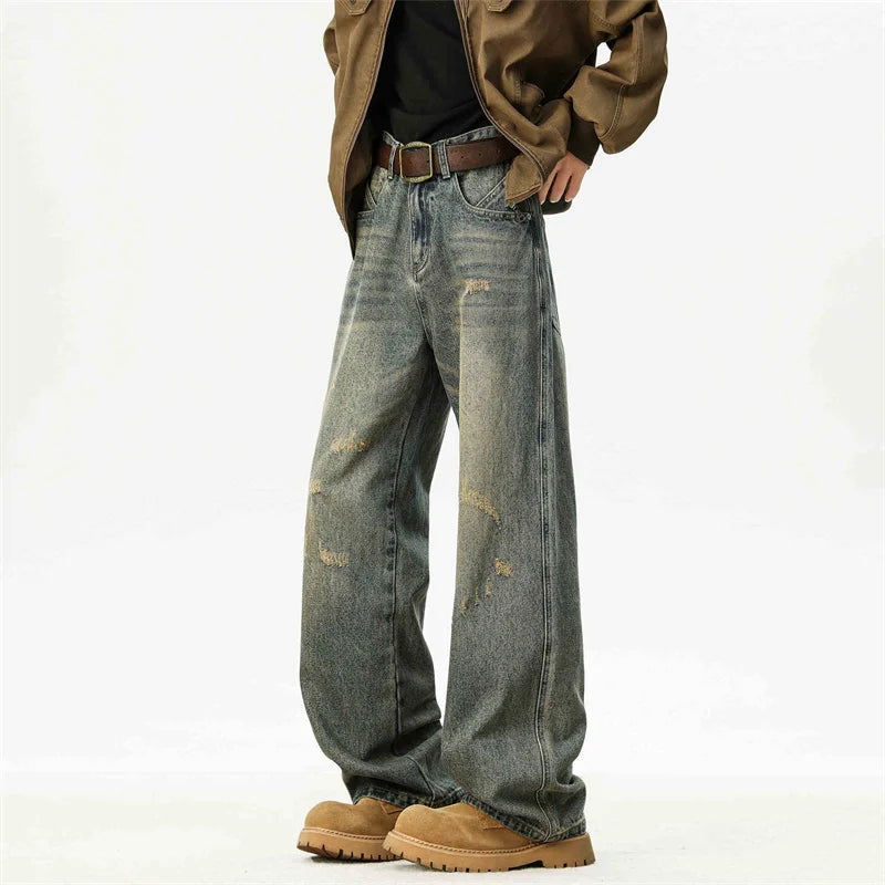Vintage Jeans im Used-Look mit Rissen, Baggy-Schnitt und weitem Bein